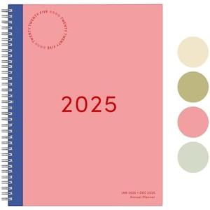 Rileys & Co 2025 Simple Weekly Planner - Annual Weekly & Monthly Agenda Planner, Jan - Dec 2025, Hardbound Cover, Notes Pages, Twin-Wire Binding (8.5 x 11-Inches, Pink) 4 PCS
