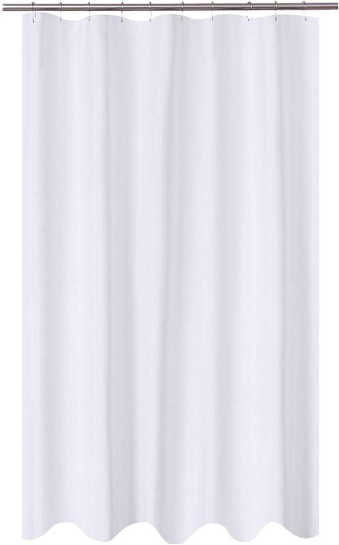 N&Y HOME Fabric Shower Curtain Liner Extra Long Stall Size 54 Width by 80 Length inches, Hotel Quality, Washable, White Bathroom Curtains with Grommets, 54x80 (54"W x 80"L (Pack of 1), White)