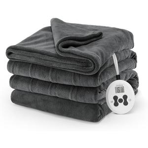 Sunbeam Microplush Heated Blanket Twin Dark Gray