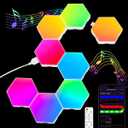 Hexagon LED Light Panels 8 Pack RGB Wall Decor Lights with Music Sync, App & Remote Modular Home & Christmas Decor for Bedroom, Living Room, and Room Decor