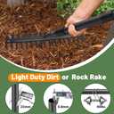 Garden Rake, 63 Inch Long Handle with 17 Tongs, Heavy Duty Metal Bow Rake for Loosening Leveling Soil, Garden Leaf Rake for Raking Leaves Grass, Weeding, Metal Yard Thatch Lawn Care Garden Tool