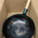 YOSUKATA 13.5" Pre-Seasoned Flat Bottom Blue Carbon Steel Wok for Stir Fry