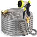 Holldoor Metal Garden Hose 150 ft – 304 Stainless Steel Water Hose with Nozzle Sprayer, Garden Hoses Flexible, Lightweight, No Kink, Heavy Duty for Outdoor (150 ft)