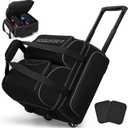 4 Ball Bowling Bag with Wheels, Integrated Main Compartment,900D Heavy Duty Bowling Roller Bag with Shoe Compartment, Telescoping Handle, Multiple Accessory Pockets for League Tournament Travel