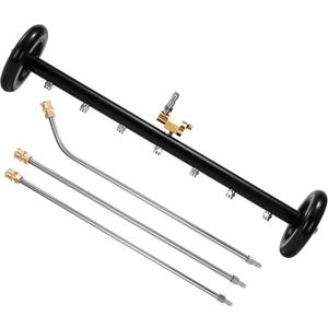 Tool Daily Limpiador de tren de rodaje de doble funcin, 24 pulgadas, escoba de agua para lavadora a presin con 7 boquillas, accesorio para lavadora debajo del automvil, 3 varillas de extensin