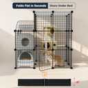 3-Tier DIY Indoor Cat Cage with Skylight, Accommodates Multiple Pets; Foldable Large Cat Cage Enclosure (with Litter Box Area); 43.7-Inch Metal Wire Cat Bed Habitat