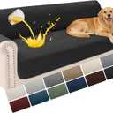 Velvet 100% Waterproof Couch Cover for Dogs Washable Sofa Covers for 3 Cushion Couch Pet Friendly Oversized Sofa Slipcovers Non Slip Furniture Protector with Pockets (XX-Large, Black)