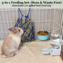 Rabbit Water Bottle Ferret Food Bowl Bunny Water Dispenser Stainless Steel Food Dish Hanging Drinking Fountain Drinker Feeder Crate Bowl Feeder Cup for Guinea Pig Hedgehog Chinchilla