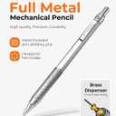 30PCS Silver Metal Mechanical Pencil Set in Leather Case, 0.5/0.7/0.9/2.0mm Art Drafting Pencils with 16 Tubes Graphite Leads (6B 4B 2B HB 2H 4H) & Colored Refills for Sketching, Drawing, Writing