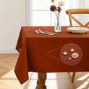 Pureegg Rectangle Linen Tablecloth Waterproof & Stain Resistant, Wrinkle-Free Table Cloth, Ideal forThanksgiving Decorations, Harvest Party, Fall Tablecloths, 52 x 70 Inch, Terracotta