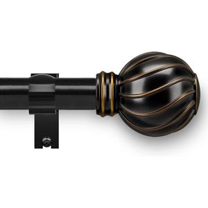 Black Curtain Rods for Windows 72 to 144 Inch 7/8" Diamete Heavy Duty Adjustable Window Curtain Rod with Decorative Finials for Farmhouse Bedroom Living Room Kitchen Outdoor (36"-150"|1 Pack)
