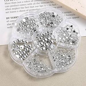 5300 Pcs Flatback Pearls for Crafting Gold Silver Half Pearls Beads Round Gems Mix Sizes Nail Pearls for Nail Art ABS Round Plastic Beads for Manicure Face Art DIY Crafts Jewelry