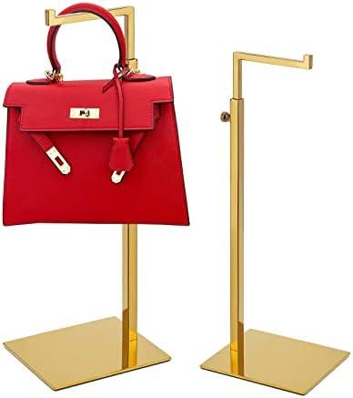 K KAIDIYIN Gold Purse Display Stand, 2 Pack Handbag Display Stand Adjustable Height Stainless Steel Stability Non-slip Base, Large Bags Display Rack Luxury Purse Holder for Table Retail Closet