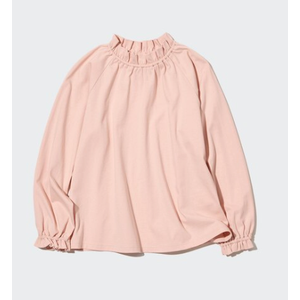 Womens Cotton Ruffle Shirt (Small, Pink)