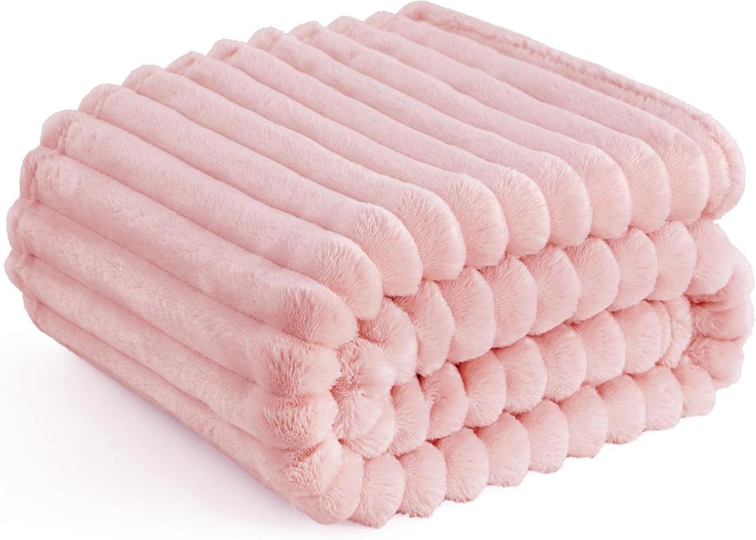 Bedsure GentleSoft Pink Throw Blanket for Couch - Birthday Gifts for Teen Girls Her Sister, Soft Cozy Cute Small Fleece Throw Blanket for Girls, Coral Pink Room Home Decor, 50x60 Inches