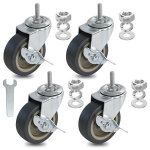 AAGUT 3 Inch TPR Stem Casters, Standard US 5/16"-18 x 1 Threaded Stem Castors, Locking Swivel Replacement for Furniture, Workbench Set of 4