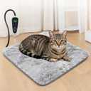 GOLOPET Cat Heating Pad 18x18 in with Smart Thermostat Switch and Power Line Protection Tube, Obtained MET and UL Dual Certification, Waterproof Pet Heating Pad for Cats, with Long Velvet Cloth Cover