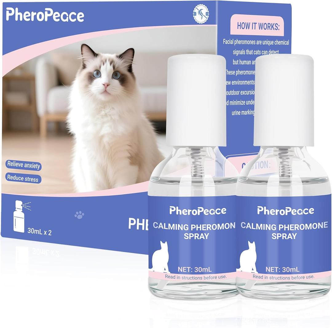 Cat Calming Spray, Pheromone Diffuser Spray for Stress Relief, Reduce Scratching & Spraying, Travel and Home Use (2PCS)