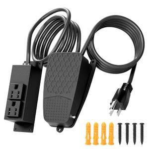 125 VAC Foot Pedal Power Outlet Switch, 2 x 6.56 FT Cords, Surface-Mounted Foot Pedal Control Switch with 2 Outlet, Zinc Alloy Pedal, Hands-Free Control for Temporary Power