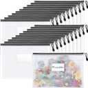 Sooez 20 Pack Mesh Zipper Pouch Bags, A4 Letter Size Zipper Bag with Label Pocket, Waterproof Pouches Classroom Organizer, Board Game Toy Storage, Document Bag Teacher School Office Supplies, Black