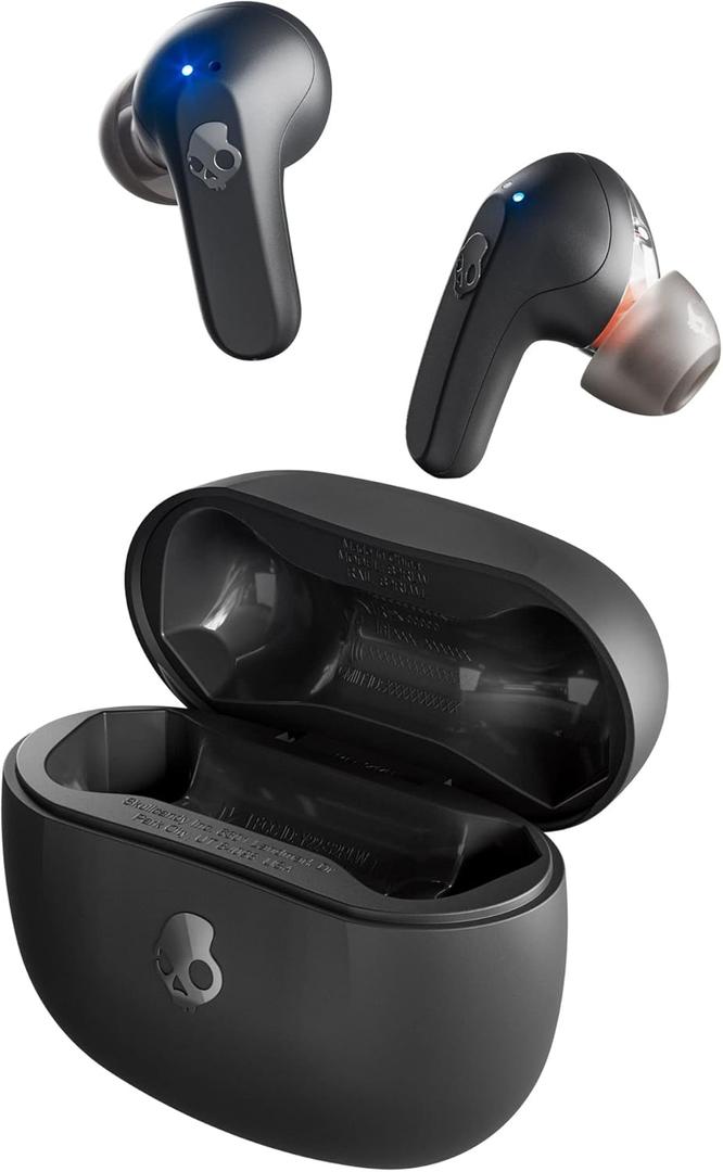 Skullcandy Rail In-Ear Wireless Earbuds, 42 Hr Battery, Skull-iQ, Alexa Enabled, Microphone, Works with iPhone Android and Bluetooth Devices - Black (True Black)