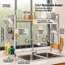 Over The Sink Dish Drying Rack, Expandable Width & Height Dish Rack, 1-Tier Low Profile — Silver