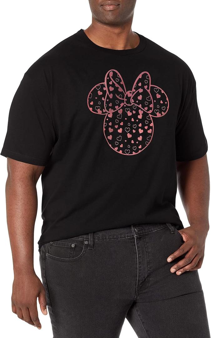Disney Classic Mickey Minnie Hearts Fill Tall Men's Tops Short Sleeve Tee Shirt Black 3XLT