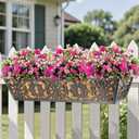 4 Pack 30 Inch Window Boxes Planters Railing Planter Box with Adjustable Brackets & Coco Liners Fabric Plant Grow Bags Deck Railing Planter Boxes Balcony Hanging Flower Box for Outdoor Plants
