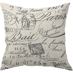 French Script Pillow Cover for Sofa or Bedroom Home Sofa Decorative Squares for Friend Girls Teens 24x24 in