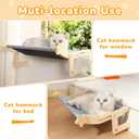 Cat Window Perch for Large Cats, Heavy Duty Hammock Bed No Drill Design, Solid Wood Frame Seat with Metal Hooks, Adjustable Windowsill or Bedside Use, Washable Cushion for Indoor Pets