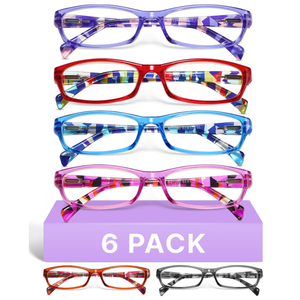 Gaoye 0.5 Reading Glasses for Women, 6 pack Fashion Readers for Women Spring Hinge Eye Glasses, Blue Light Reading Glasses