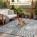 LBRO2M Waterproof Outdoor Rugs 9X12 for Patio Outdoor Plastic Straw Rug Reversible Outdoor Camping Rugs RV Rug for Deck,Backyard (9X12 Gray White)