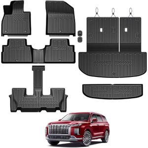 GALVAGNIATE Floor Mats for Hyundai Palisade 2020-2025, All Weather Floor Mats Trunk Cargo Liner with Backrest Protectors Accessories, Full Coverage Set (Fit 7/8 Sests)
