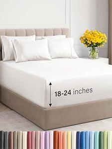 Extra Deep King Sheet Set - 6 Piece Breathable and Cooling Sheets - Hotel Luxury Bedding for Women, Men, Kids & Teens - Easy & Secure Fit - Soft, Wrinkle Free and Comfy - Extra Deep Pockets - White