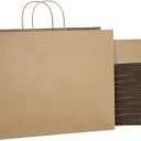 SHOPDAY Brown Paper Bags with Handles, 16x6x12, 25 Pack Large Kraft Paper Tote Bags for Grocery, Business Takeouts