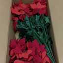 4pcs Realistic Artificial Poinsettia Flowers Faux Red Poinsettia with 7 Heads 21 Leaves