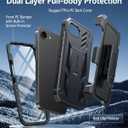 FNTCASE for iPhone 17e Phone Case: for iPhone 16e Case Military Grade Rugged Case with Kickstand & Holster | Shockproof TPU Protection Bumper Matte Textured Design | Heavy Duty Protector Black