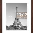 Upsimples 10x12 Picture Frame, Display Pictures 7x9 with Mat or 10 x 12 Without, Wall Hanging Photo Frames, Brown, 1 Pack