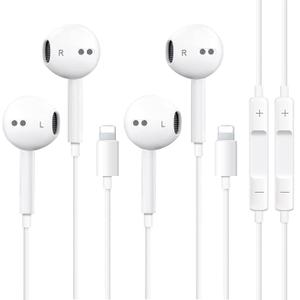 2 Packs-for iPhone Headphones Wired Earbuds/Earphones Nosie Reduction Built-in Microphone & Volume Control Headsets Compatible with iPhone 14/13/12/11/XR/XS/X/8/7/SE/Pro/Pro Max
