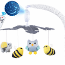 Baby Crib Mobile with Music and Lights, Mobile for Crib with Remote Control, Rotation, Starlight Projection, Crib Toys for Babies Boys Girls (Grey)