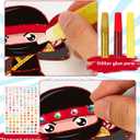 24 Set Ninja Party Favors - with Magnets Diamond Stickers Glitter Glue Pens - Karate Party Favors for Kids - Non-Toxic DIY Wooden Ninja Paint Crafts - Goodie Bags Gifts Prizes for Kids Boys Toddler