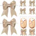 LIZLOVESS Champagne Gold Bows with Twist Ties 3.5 Inch Pre-Tied Double Satin Ribbon Bows for Gift Wrapping, Crafts, Wedding Decor, Treat Bags, Candy Apple, Christmas, Baby Shower (24 Pack)