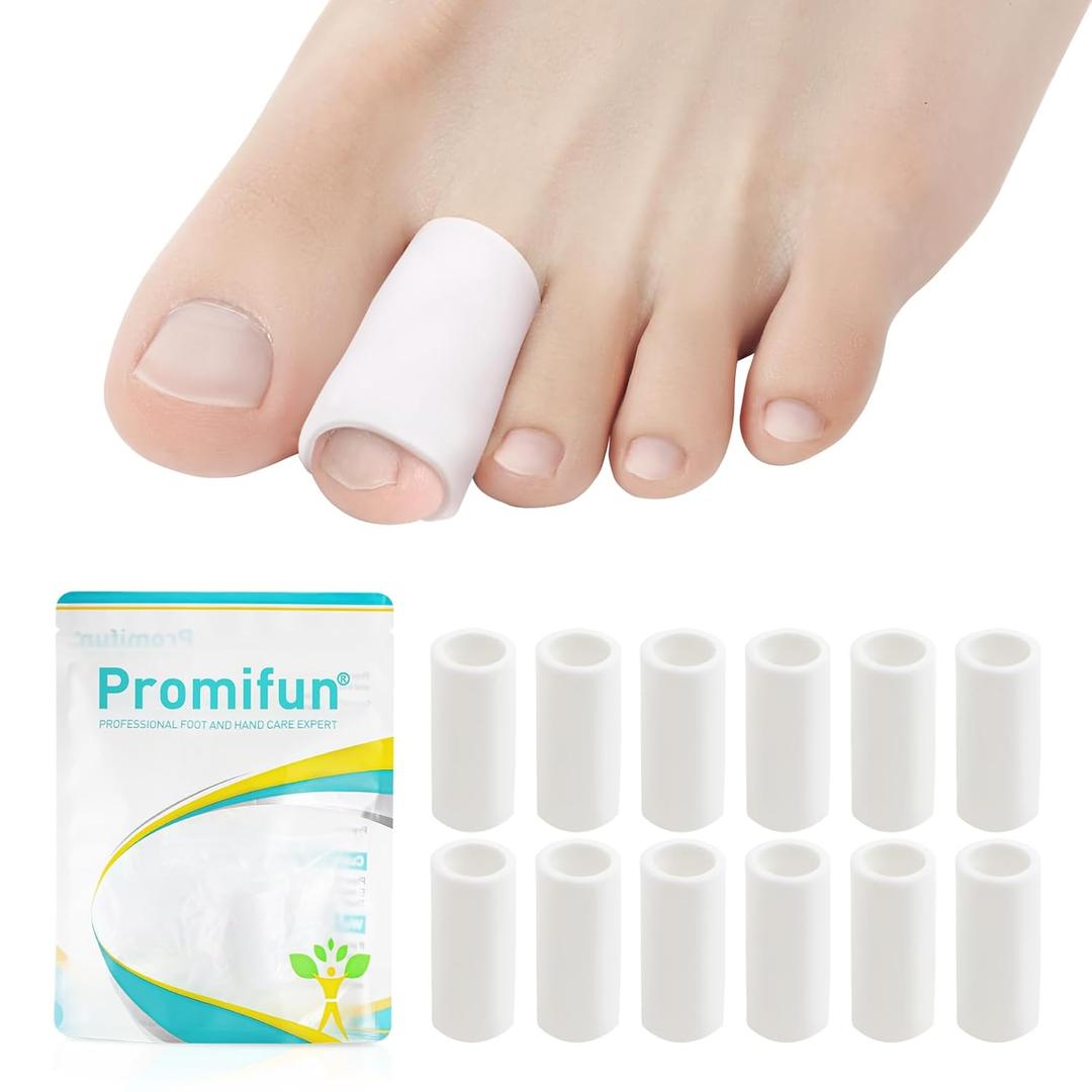 Silicone Toe Protectors  12 Pack Silicone Toe Sleeve for Hammer Toes, Corns, Calluses, Blisters  Soft Gel Toe Tube Pads for Pain Relief