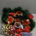 32 Feet Christmas Garland with Lights, DIY Christmas Tree Wall Corner Decor Tinsel Garland with Butterfly, Flower and Balls, Battery Operated (Battery Not Included) for DIY Decoration