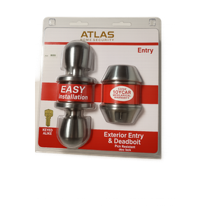 Atlas Classic Entry Locking Door Knob and Deadbolt Combo Kit, Satin Nickel