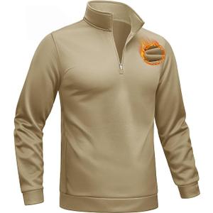 TACVASEN Men's Quarter Zip Pullover Sweatshirts Lightweight Fleece Lined Thermal Sweatshirts 1/4 Zip Golf Sweaters Large