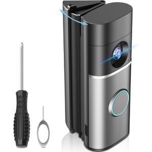 R/ing Doorbell Angle Mount Adjustable 35 to 55 Degree Compatible with Wired Doorbell Pro/Plus, Camera Door Mount Wedge Kit, Left/Right Universal Installation Corner Holder for Apartment Door (Black)