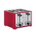 bella 4 Slice Toaster with Auto Shut Off, Extra Wide Slots & Removable Crumb Tray and Cancel, Defrost & Reheat Function, Toast Bread & Bagel, Red
