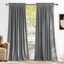 NICETOWN Super Soft Velvet Curtains 84 inches, Sound Reducing Cold Heat Insulated Heavy Matt Room Darkening Panels for Living Room (Light Grey, 2 Panels)
