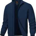 TBMPOY Men's Light Jackets Waterproof Bomber Work Jacket Causal Windbreaker Full Zip Golf Dress Outwear Coats (Large, Blue-02 Style)